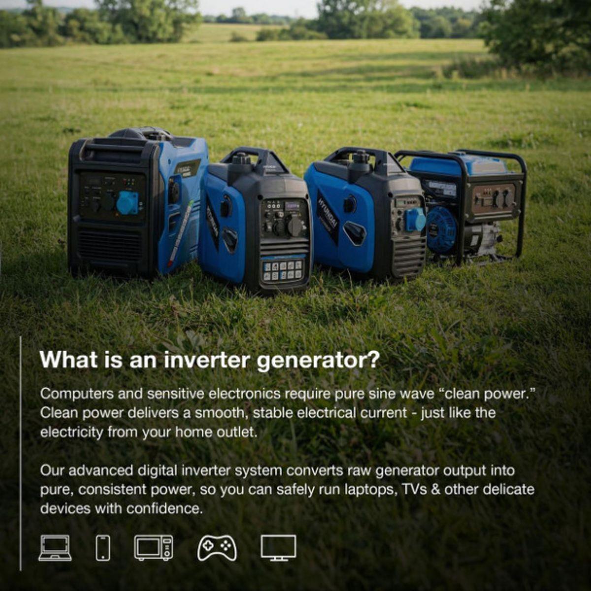 Hyundai HY6250SEi Inverter Generator Electric Start Pure Sine Wave 230V/5500W