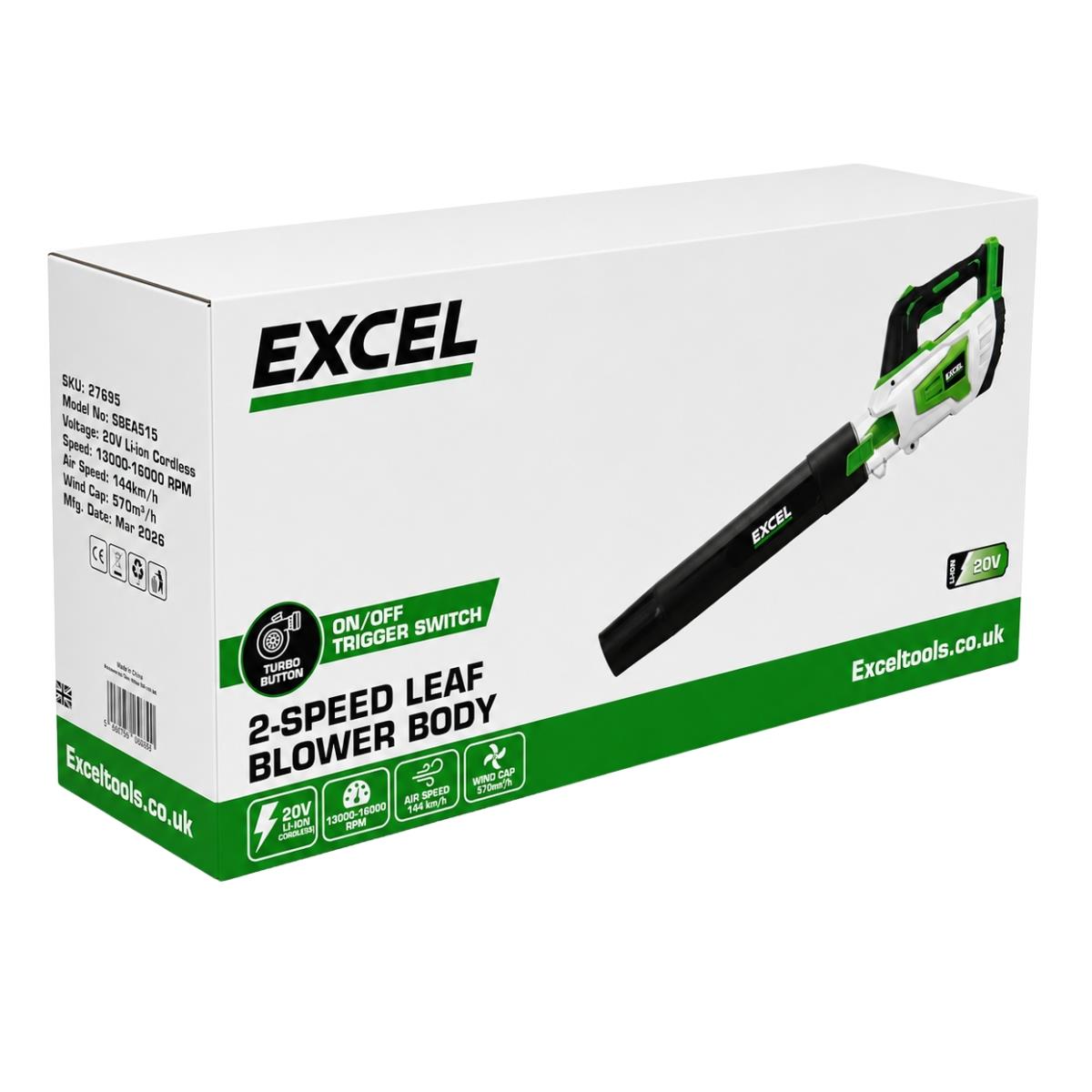 Excel 20V Cordless Leaf Blower Body with Turbo Mode