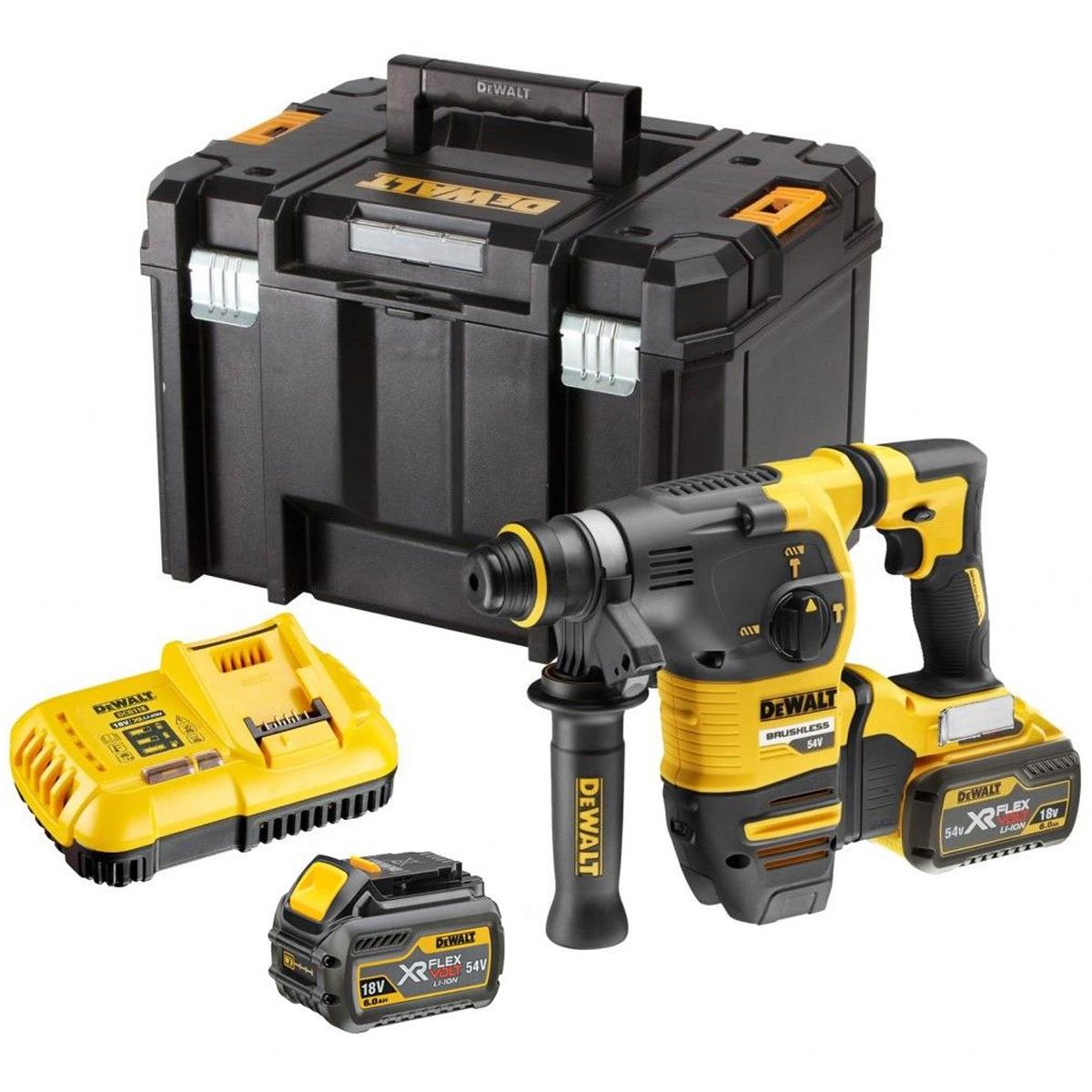 Dewalt DCH333T2-GB 54V XR FlexVolt Brushless SDS+ Hammer Drill with 2 x 6.0Ah Battery, Charger & Case