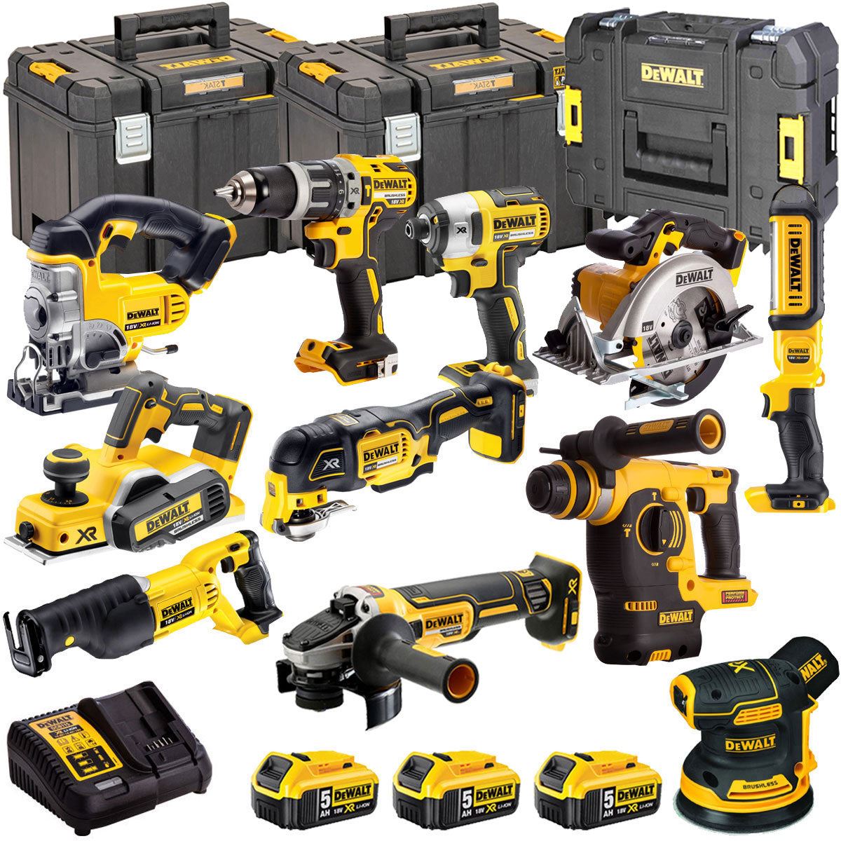 Dewalt 18V 11 Piece Power Tool Kit with 3 x 5.0Ah Batteries T4TKIT-485