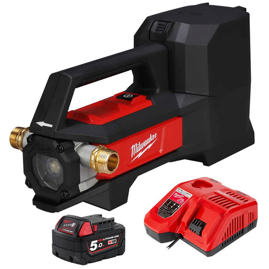 Milwaukee M18BTP-0 18V Compact Transfer Pump with 1 x 5.0Ah Battery & Charger
