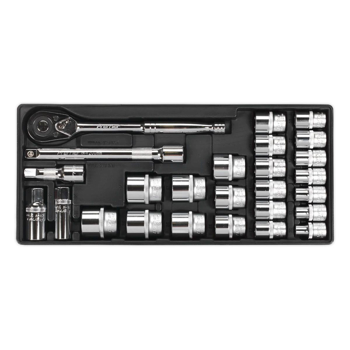 Sealey TBT21 Premier Socket Set with Tool Tray 1/2