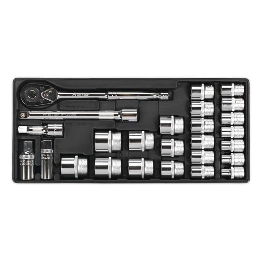 Sealey TBT21 Premier Socket Set with Tool Tray 1/2"Sq Drive 26pc