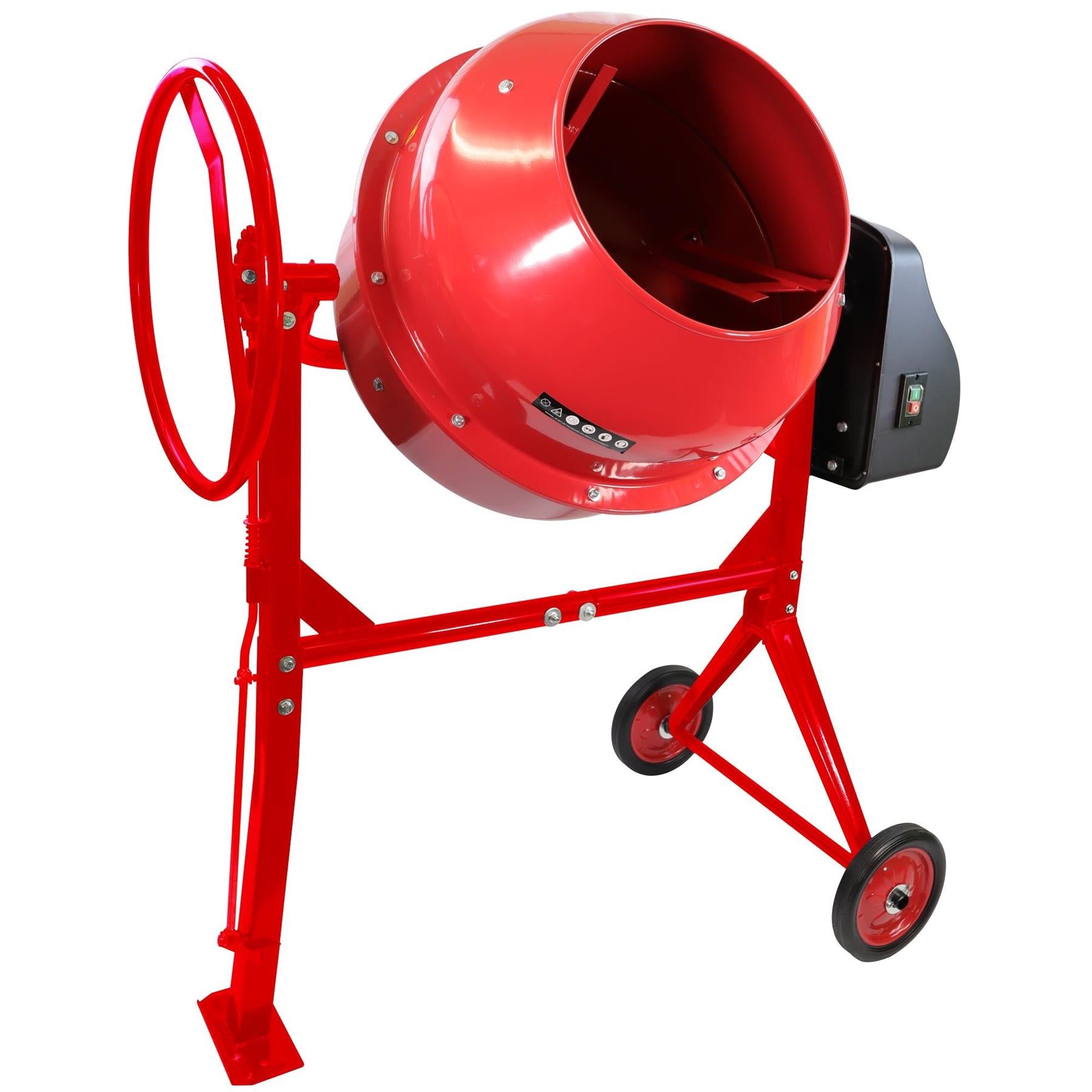 Excel 180L Portable Cement Concrete Mixer 240V/800W with Wheels & 120L Wheelbarrow Orange HDPE Tray