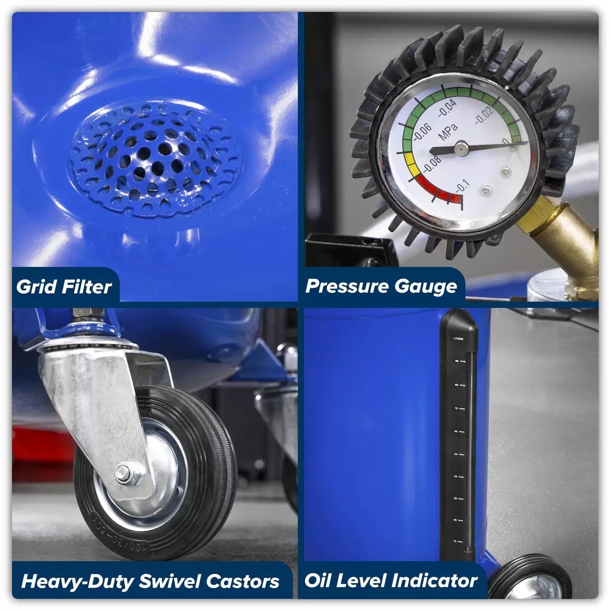 Sealey AK459DX 90L Air Discharge Mobile Oil Drainer with Probes