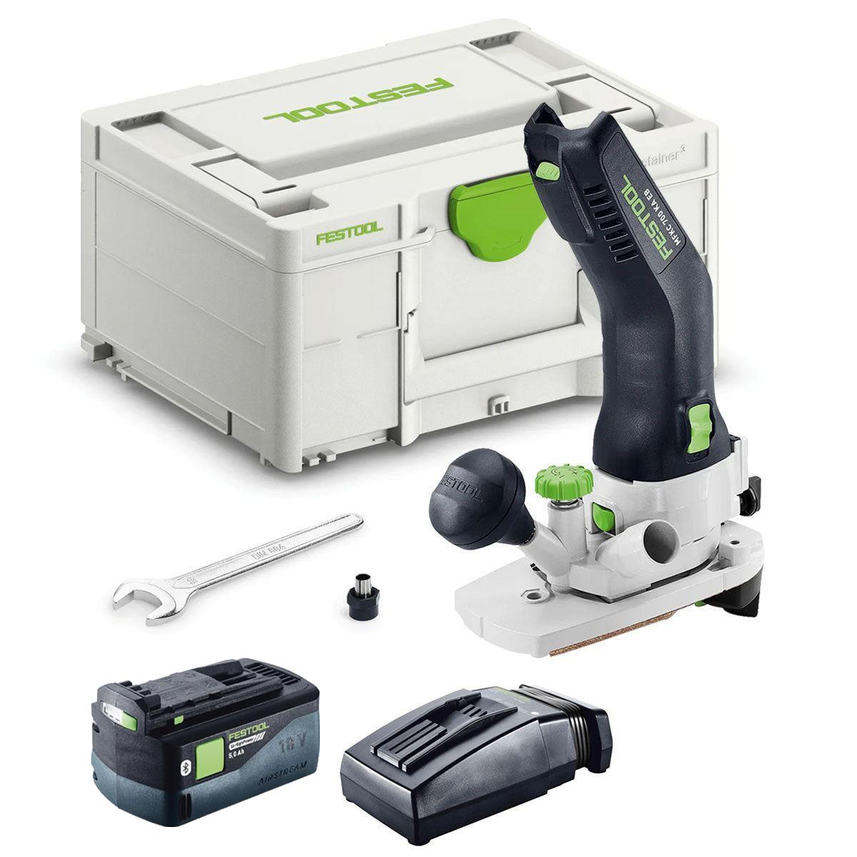 Festool MFKC 700 KA EB-Basic 18V Brushless Module Edge Router with 1 x 5.0Ah Battery Charger & Case