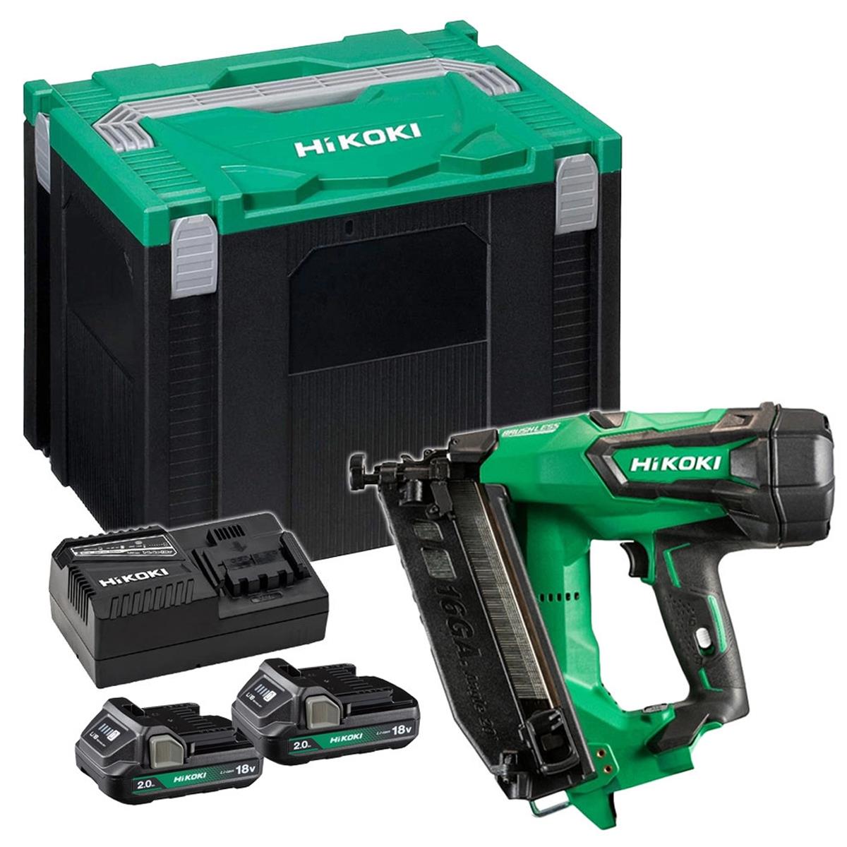 Hikoki NT1865DMBJYZ 18V Brushless 16G Second Fix Angled Finish Nail Gun with 2 x 2.0Ah Battery, Charger & Case Item Condition Seller Refurbished