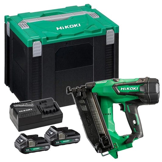 Hikoki NT1865DMBJYZ 18V Brushless 16G Second Fix Angled Finish Nail Gun with 2 x 2.0Ah Battery, Charger & Case Item Condition Seller Refurbished