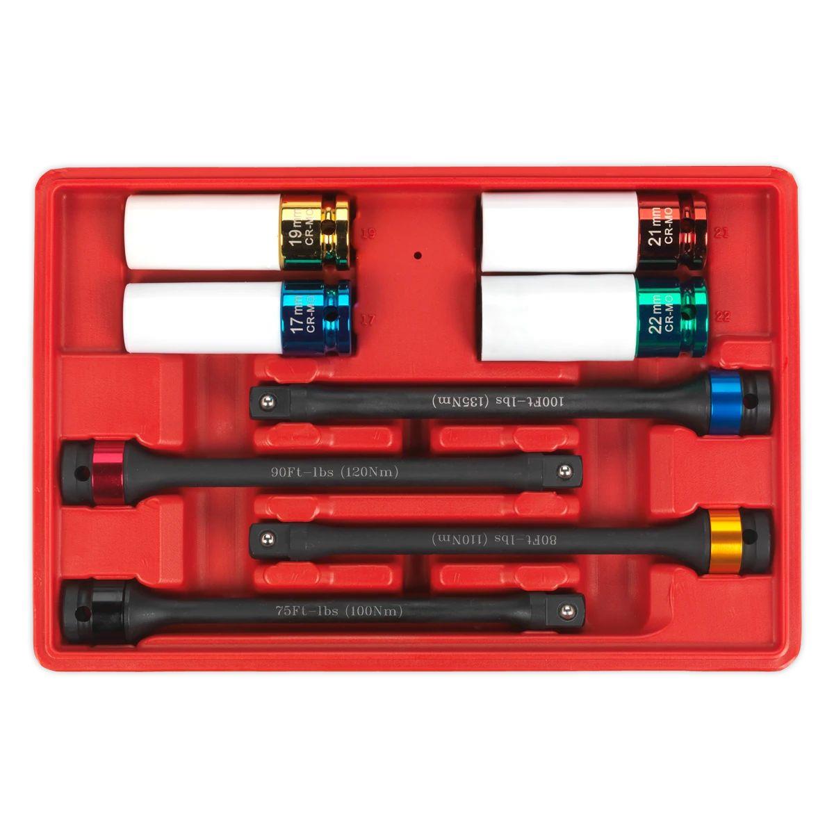 Sealey AK2243 Torque Stick & Aluminium Wheel Impact Socket Set 8pc 1/2