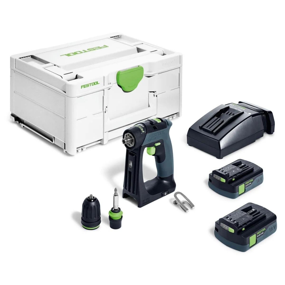 Festool CXS 18 C 3,0-Plus 18V Brushless Drill Driver with 2 x 3.0Ah Battery, Charger & Case - 576885