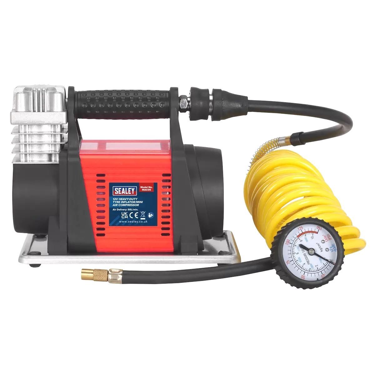 Sealey MAC05 12V Tyre Inflator/Mini Air Compressor Heavy-Duty