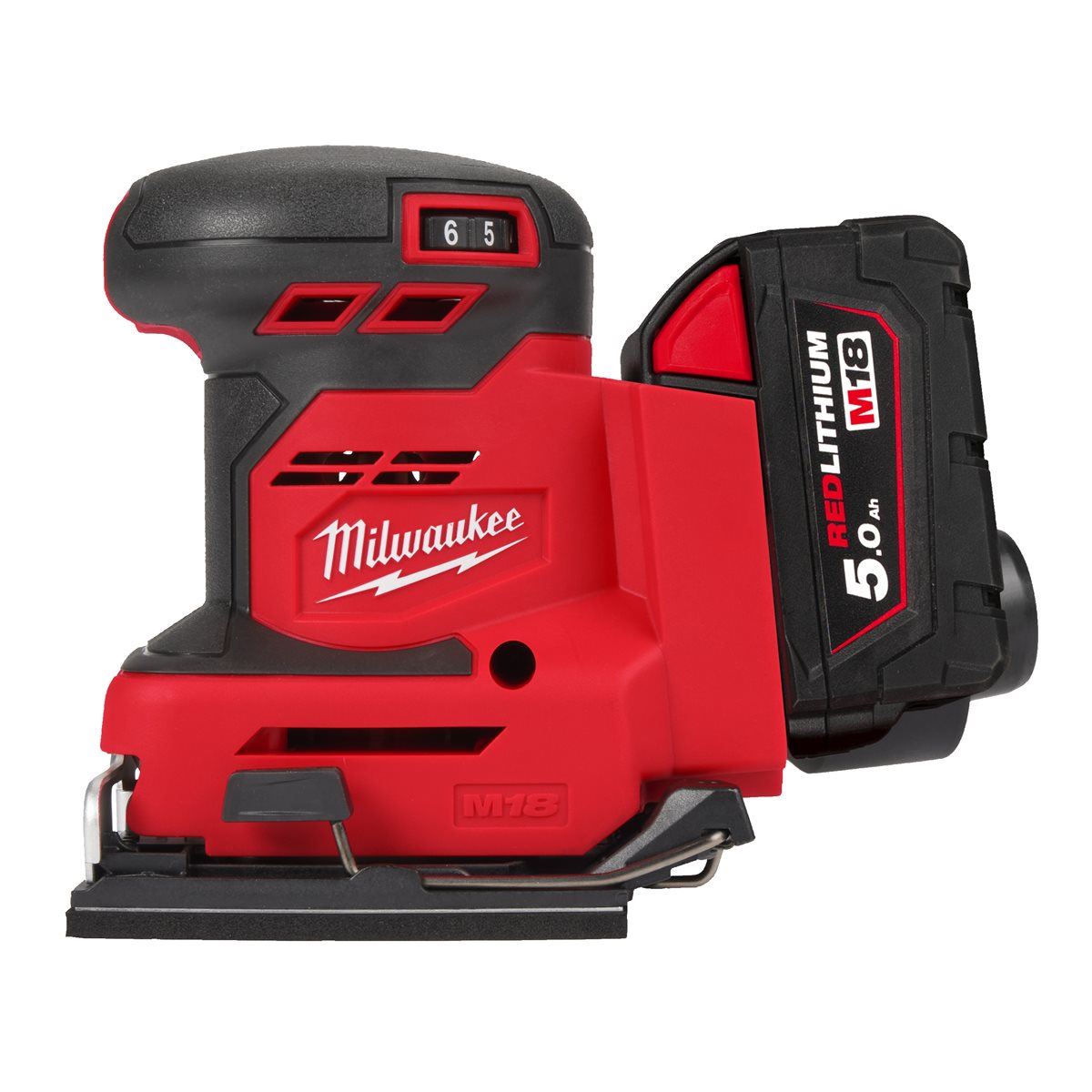 Milwaukee M18BQSS-502B 18V 1/4 Sheet Sander with 2 x 5.0Ah Battery, Charger & Bag 4933479968