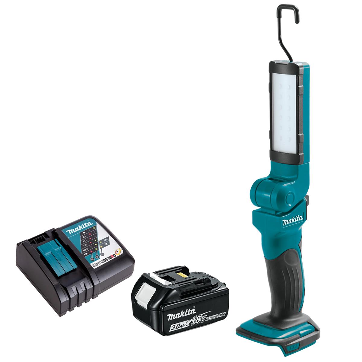 Makita DML801 18V Rechargeable Florescent 12 LED Light Torch with 1 x 3.0Ah Battery & Charger