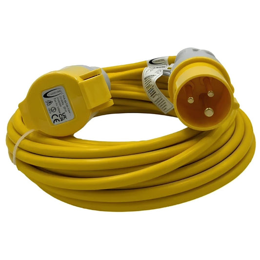 Connexion 14m Extension Cable Lead 1.50mm 16A Plug Yellow 110V - 10801