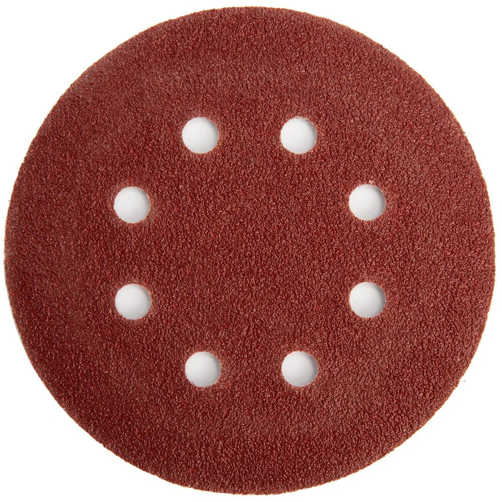 Abracs Hook & Loop 125mm Sanding Discs 8 Holes 120G Pack of 25 ABHL8125120