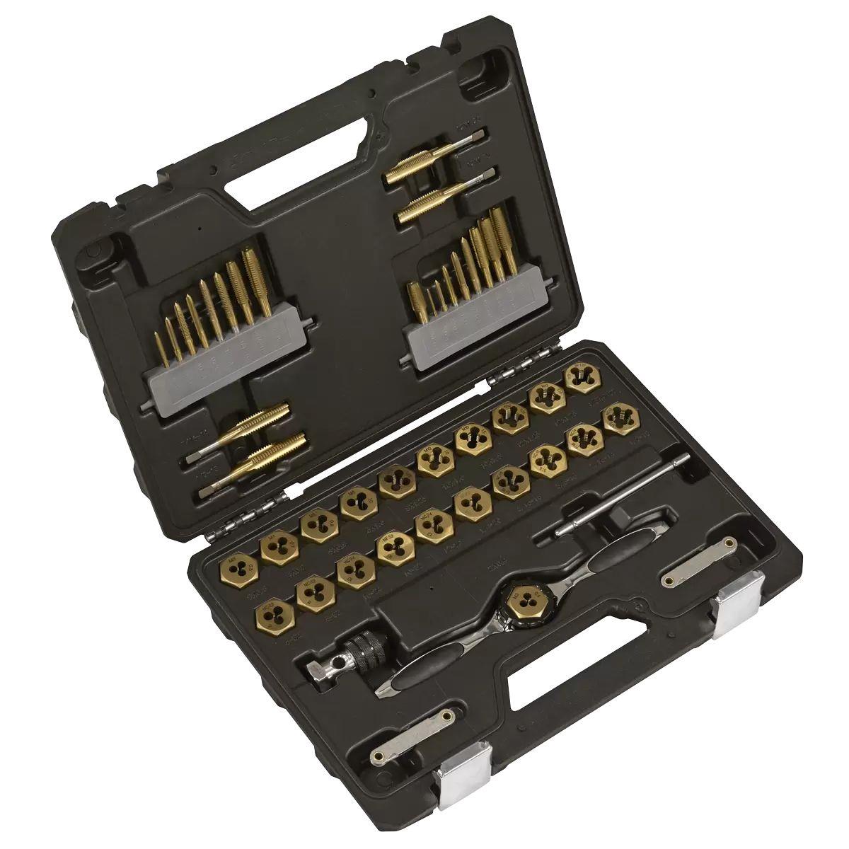 Sealey AK3046 Premier Metric & Imperial Titanium Coated Hexagonal Tap & Die Set 46pc