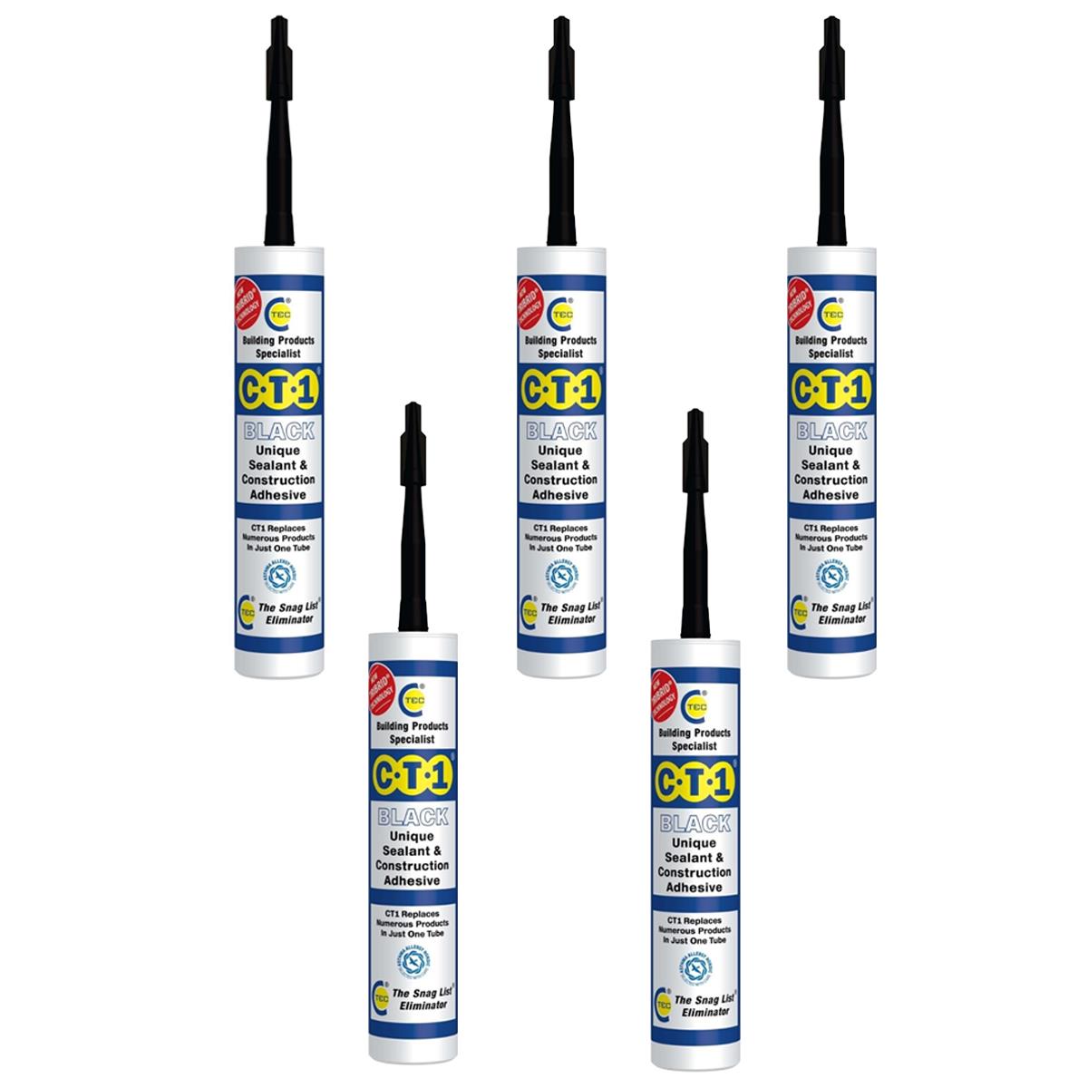 C-TEC CT1 290ml Unique Sealant & Construction Adhesive Black Pack of 5