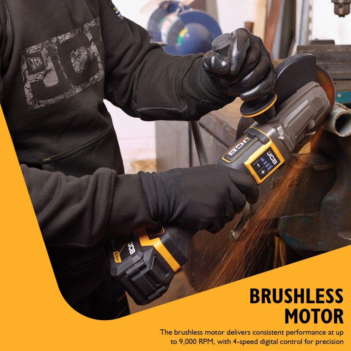 JCB-18PFAG-125 18V Brushless Flat Head Angle Grinder 125mm with Paddle Switch Body Only