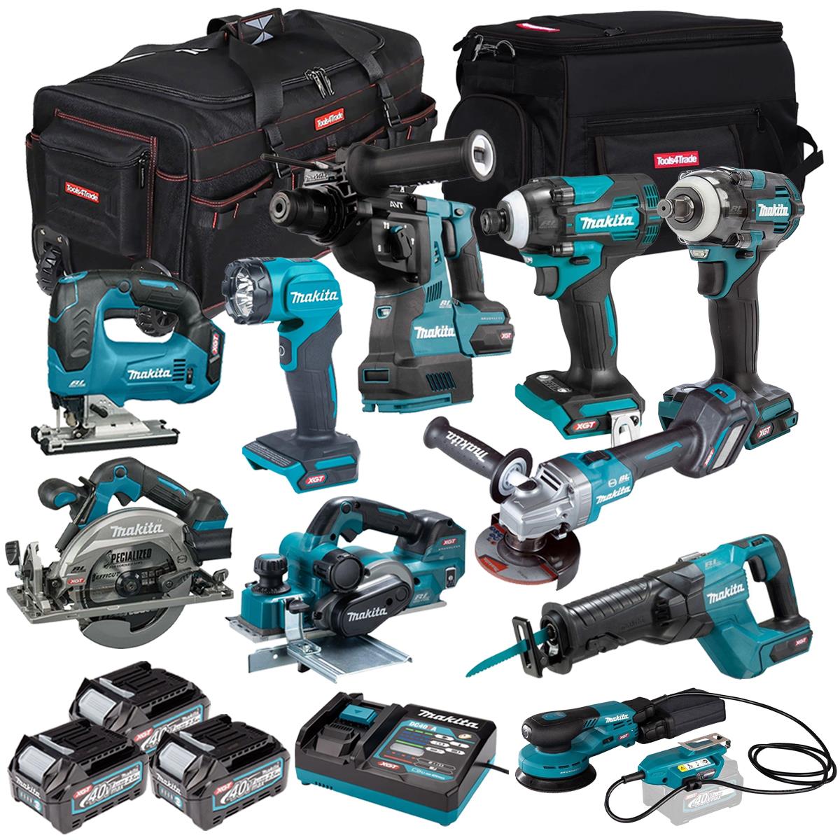 Makita 40V 10 Piece Combo Kit with 3 x 2.5Ah Batteries & Charger T4TKIT-7766