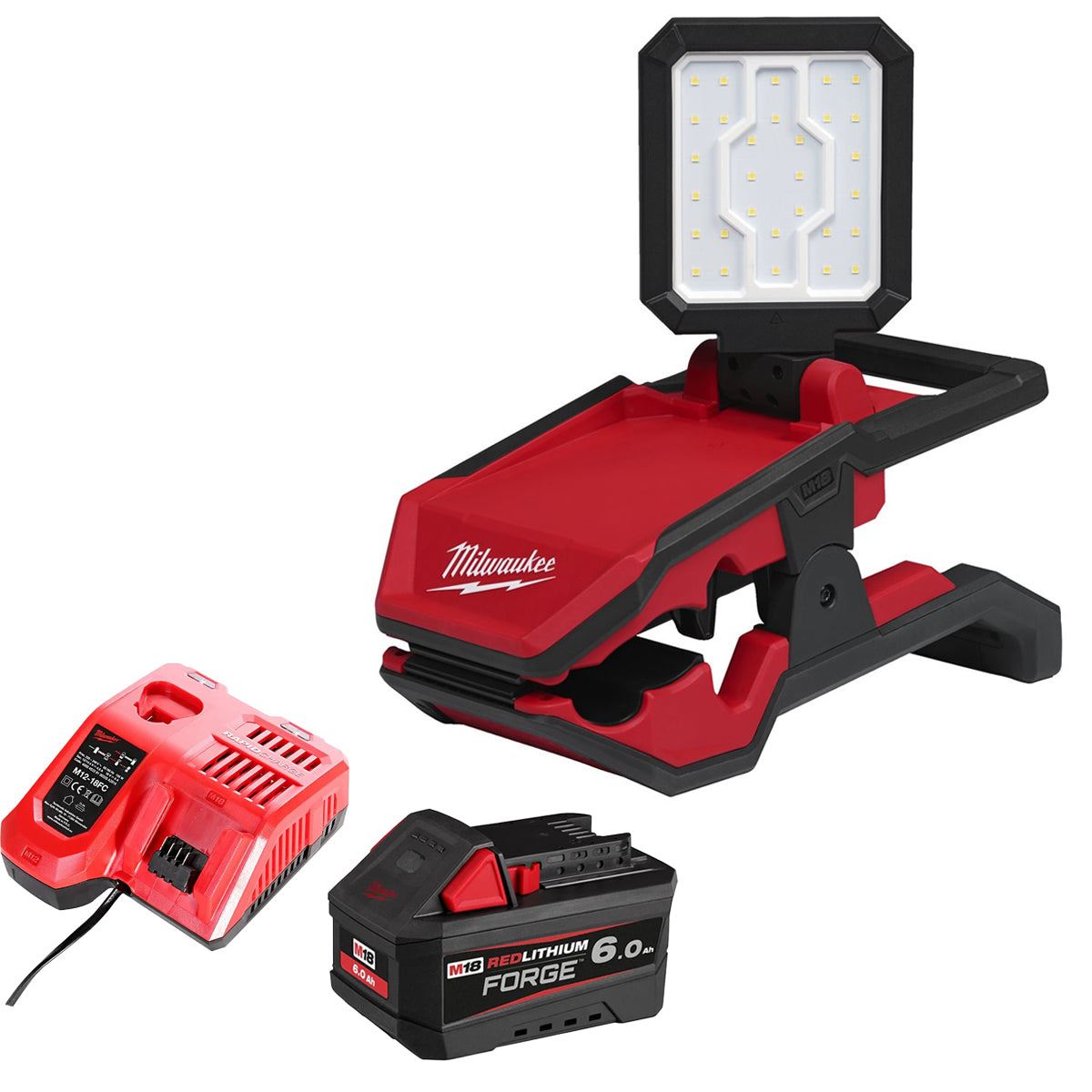 Milwaukee M18PAL2-0 18V Pivoting Area Light with 1 x 6.0Ah Battery & Charger