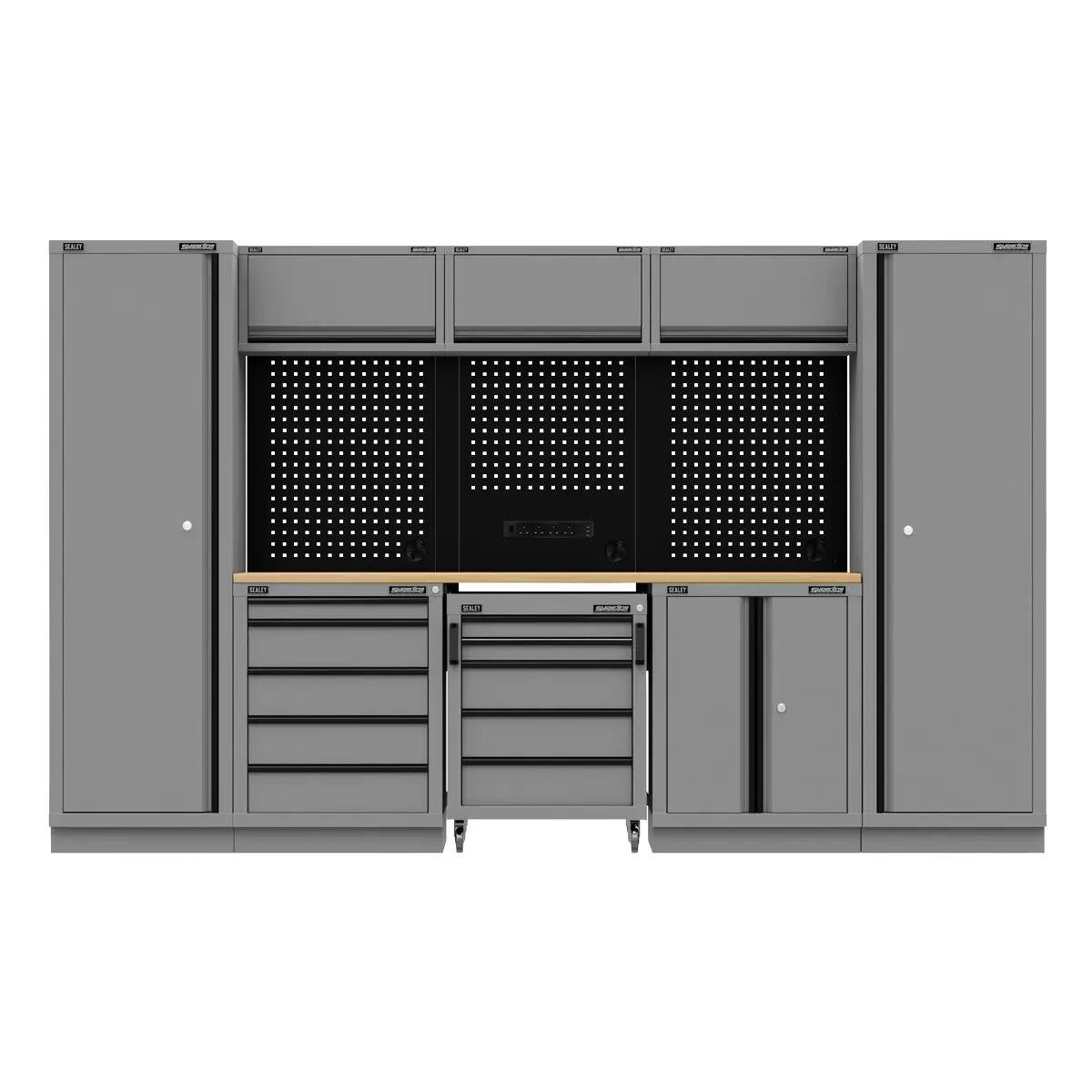 Sealey APMSBESTACK01W Superline PRO Black Edition Storage System with Rubber Wood Worktop 3.24m
