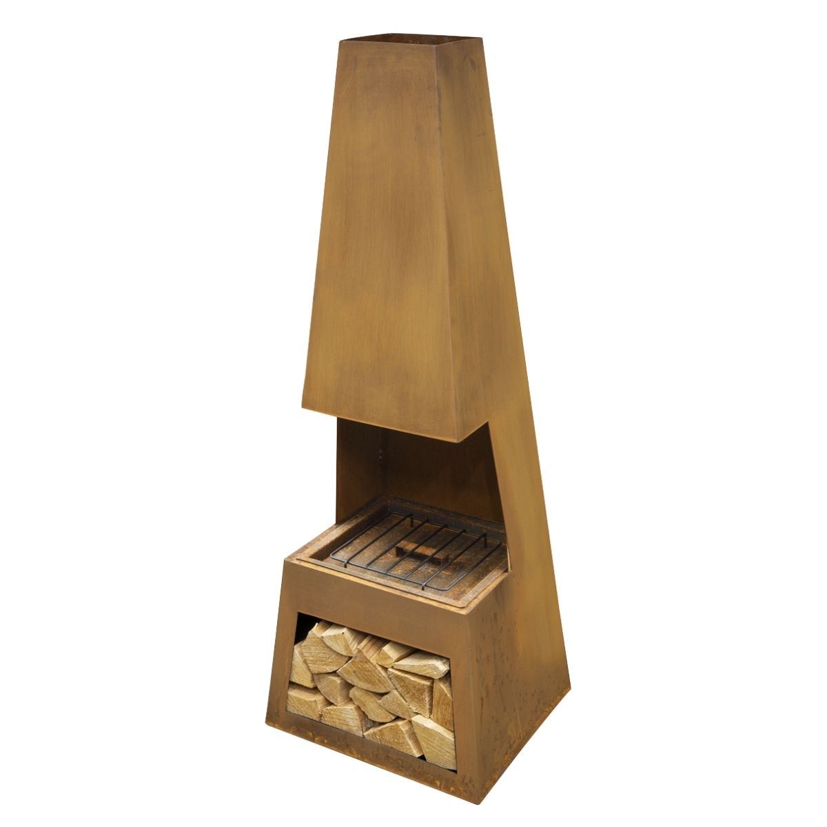 Sealey DG108 Dellonda Outdoor Chiminea with Firewood Storage Corten Steel