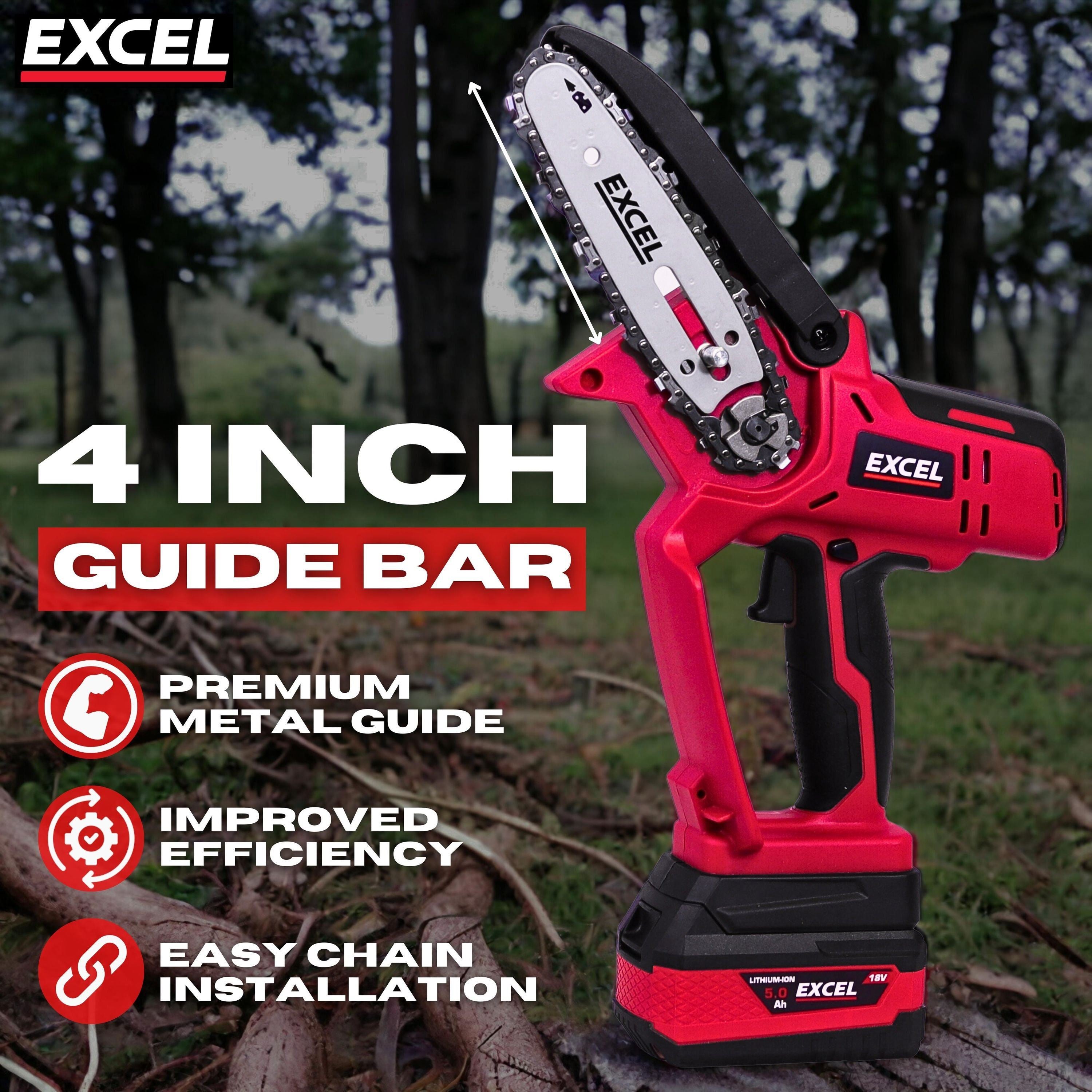 Excel 18V Cordless Mini Chain Saw Body Only (Battery & Charger Not Included)