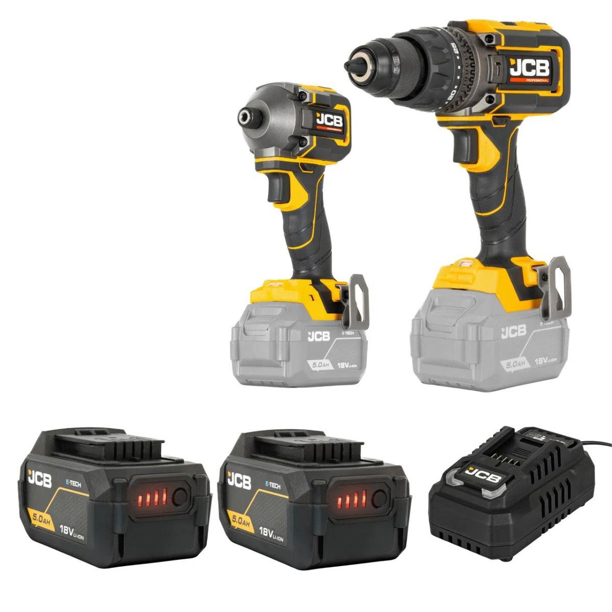 JCB-18PKIT-3 Pro 18V Combi Drill & Impact Driver With 2 x 5.0Ah Batteries & 4.5A Fast Charger in Carry Case