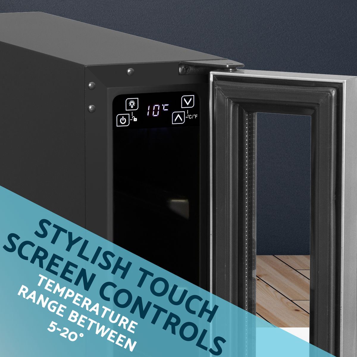 Sealey DH77 Baridi Extra-Slim 7 Bottle Fridge & 20L Cooler 15cm Stainless Steel 230V