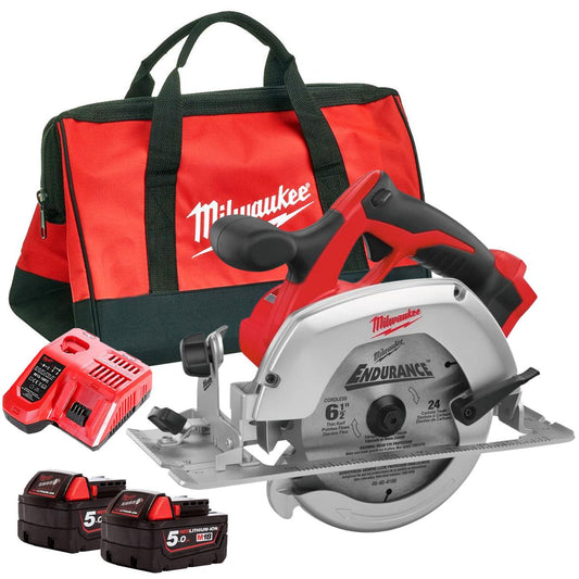 Milwaukee M18HD18CS-0 18V 165mm Circular Saw with 2 x 5.0Ah Batteries Charger & Bag