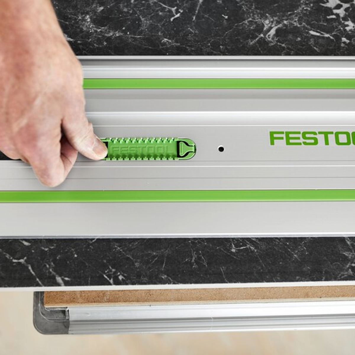 Festool FS 1400/2-KP 1400mm Guide Rail With Adhesive Pads For Plunge Saw - 577043 With Guide Rail Bag, Connector & Clamp