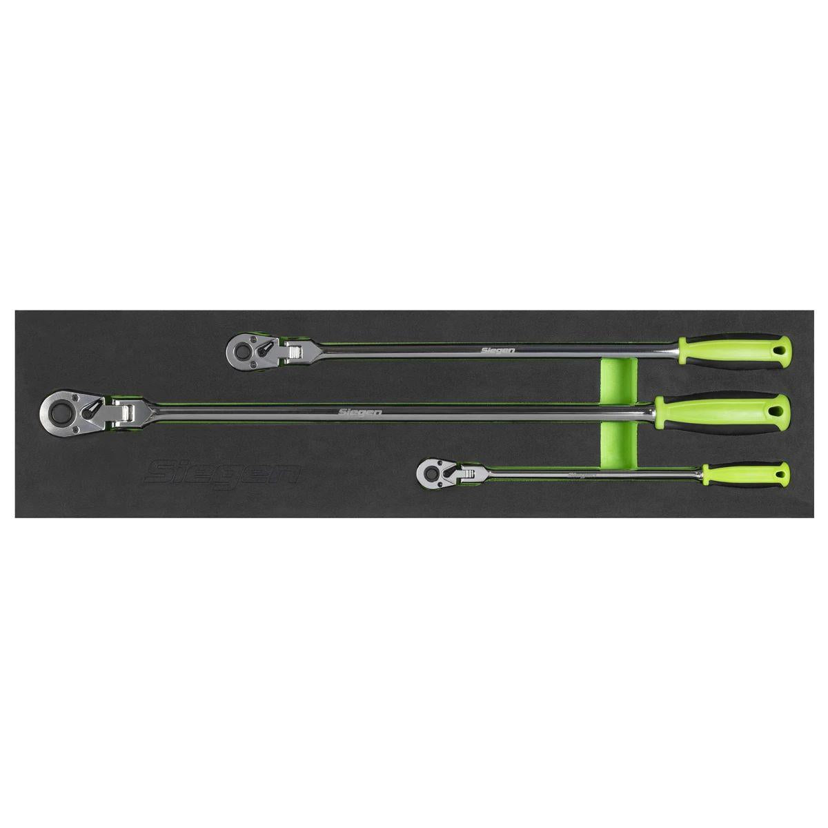 Sealey S01333 Extra-Long Flexi-Head Ratchet Wrench Set 3pc