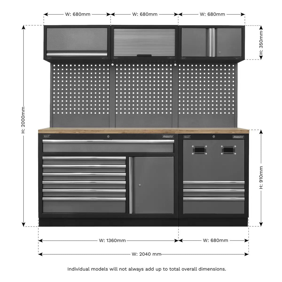 Sealey APMSSTACK14W Modular Storage System Combo Pressed Wood Worktop