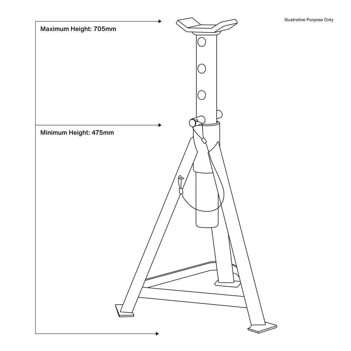 Sealey AS3000 Axle Stands 2.5tonne Capacity Per Stand 5tonne Pair 700mm Medium Height