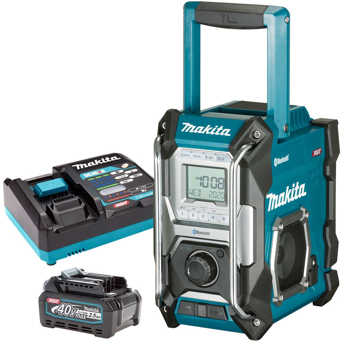 Makita MR002GZ 40V Blue Job Site Bluetooth Radio With 1 x 2.5Ah Battery & Charger