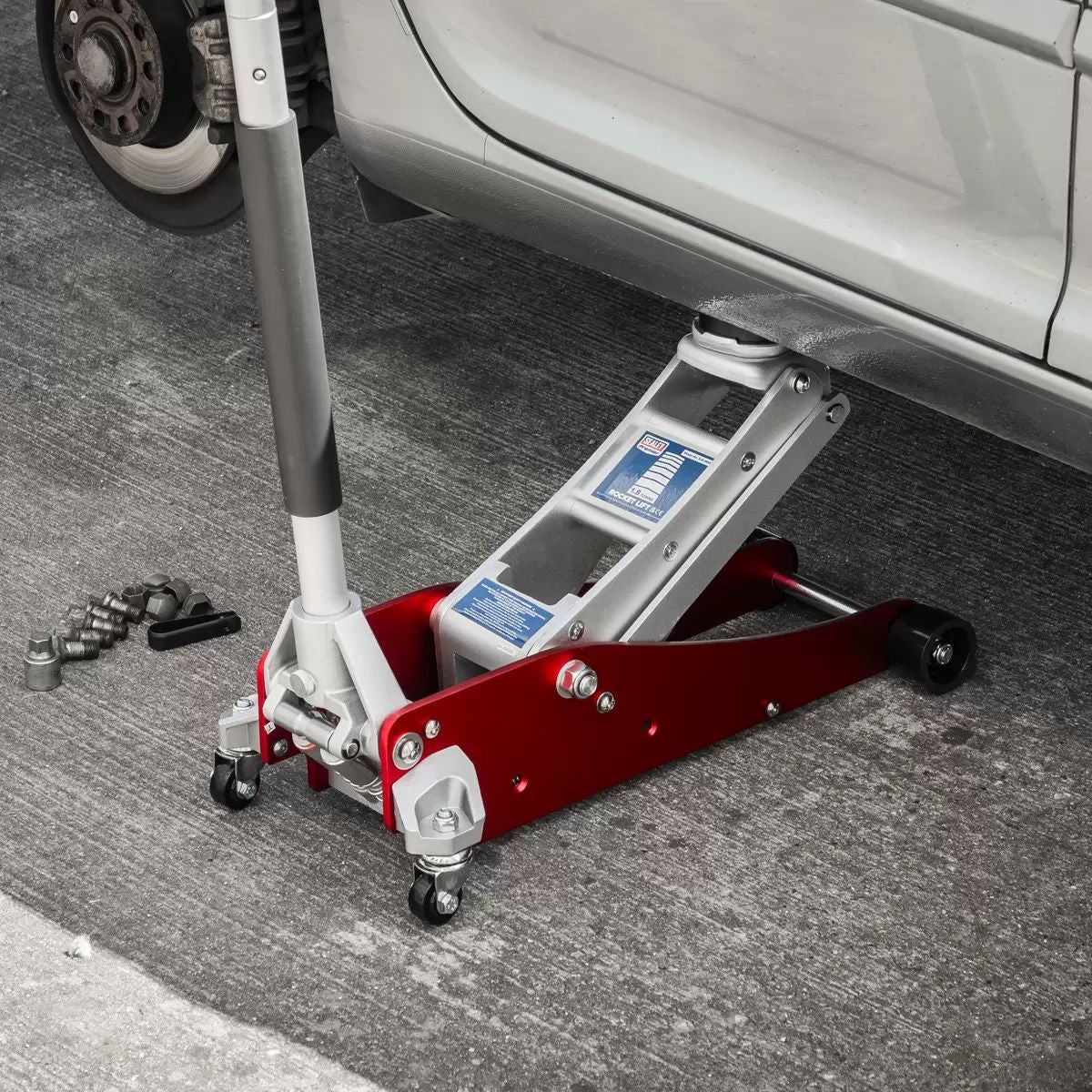 Sealey RJA1800 Low Profile Aluminium Trolley Jack with Rocket Lift 1.8 Tonne