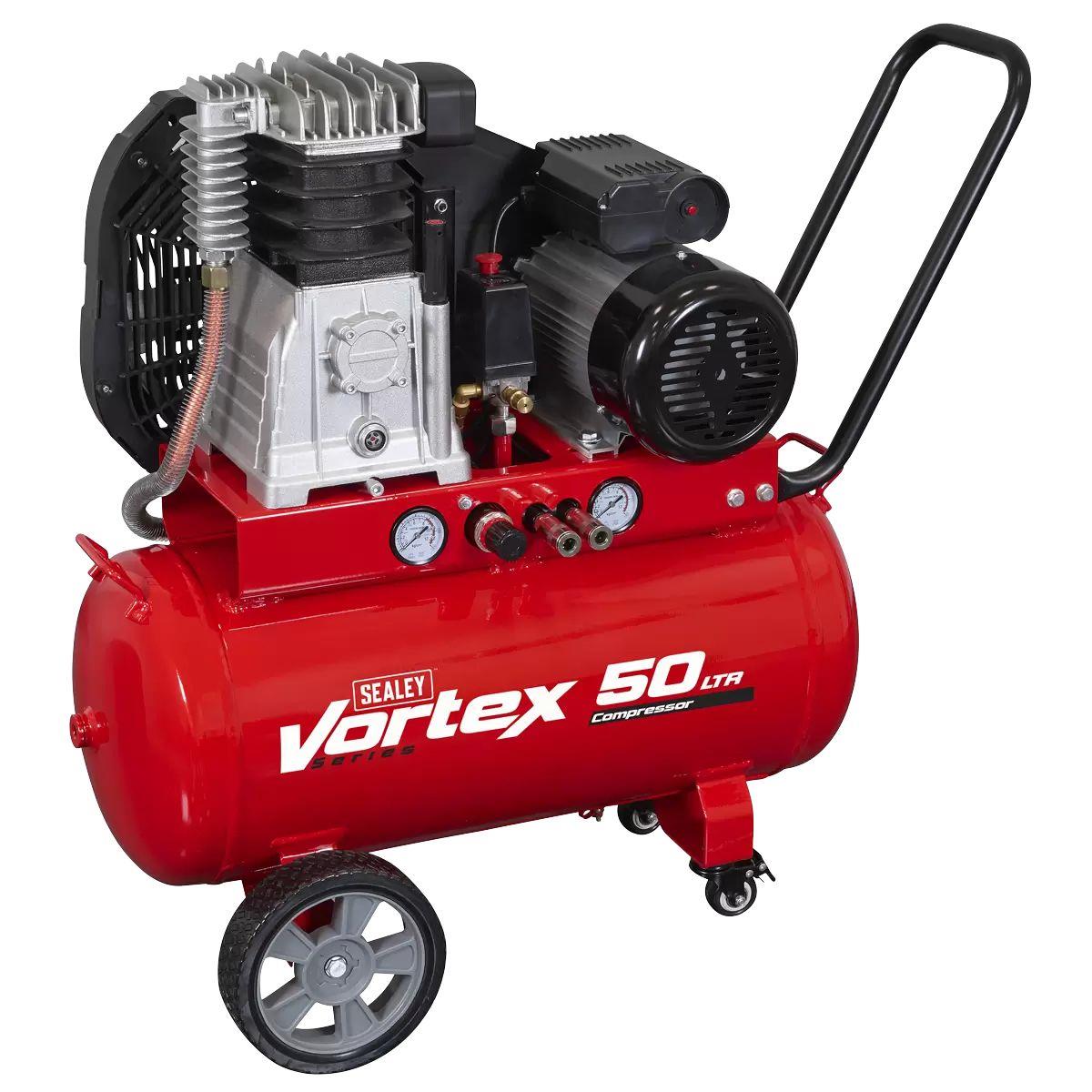 Sealey SAC1503B 50L Belt Drive Air Compressor with Cast Cylinders & Wheels 230V/13A