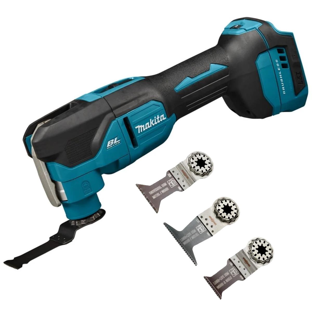 Makita DTM53Z 18V LXT Brushless Multi Tool With 3 Piece Wood & Metal Cut Set