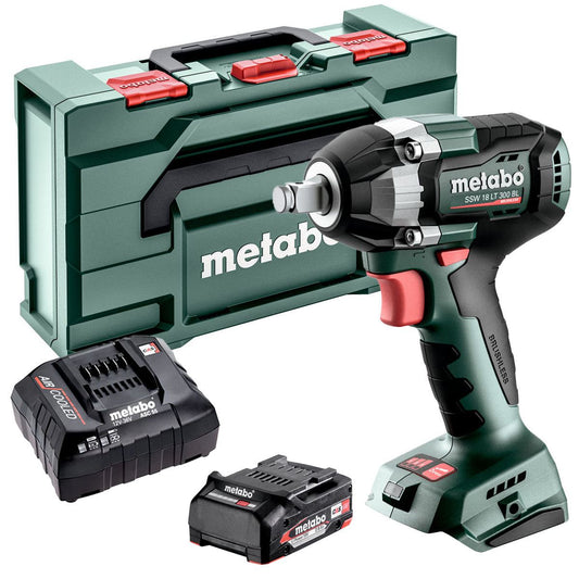 Metabo SSW 18 LT 300 BL 18V Brushless 1/2" Impact Wrench with 1 x 2.0Ah Battery Charger & Metabox