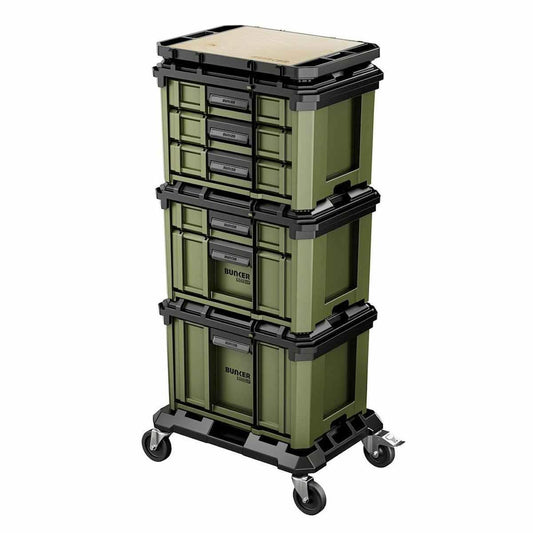 BUNKER B600-5PC Load-Up 5 Piece Modular Tool Storage System with Roller Drawer Heavy Duty Stackable Tool Box 32261