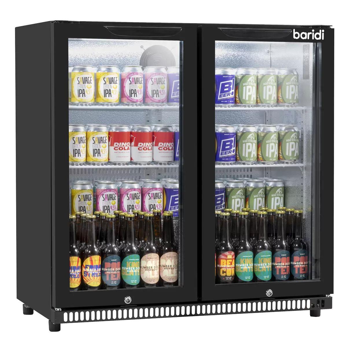 Sealey DH272 Baridi Bar Drinks Fridge/Cooler with Double Hinged Door & Security Lock 190L Black 240V