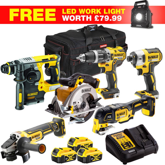 Dewalt DCKT4T6WLF 18V XR 7 Piece Power Tool Kit with 3 x 5.0Ah Batteries Charger & Bag