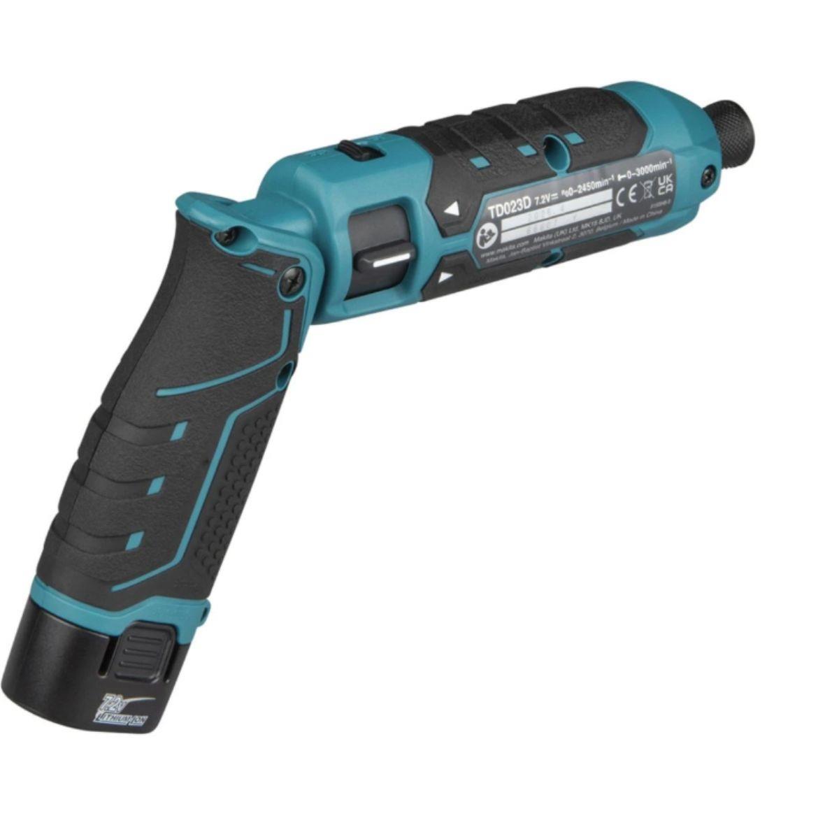 Makita TD023DSE 7.2V Cordless Pencil Impact Driver 25Nm With 2 x 1.5Ah Batteries, Charger & Carry Case