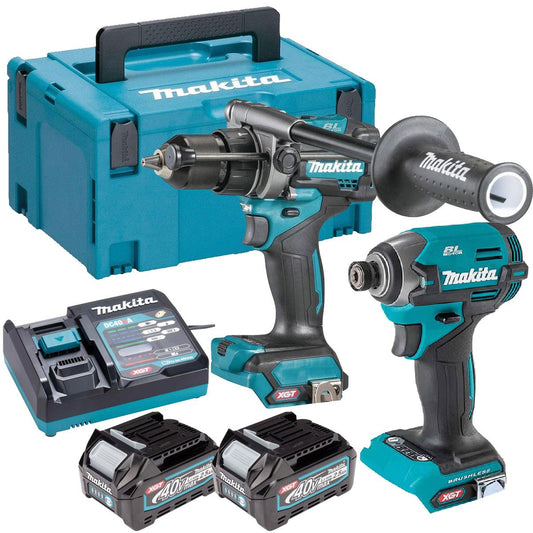 Makita 40V Max XGT Brushless Combi Drill & Impact Driver Combo Kit with 2 x 2.5Ah Battery, Charger In Case
