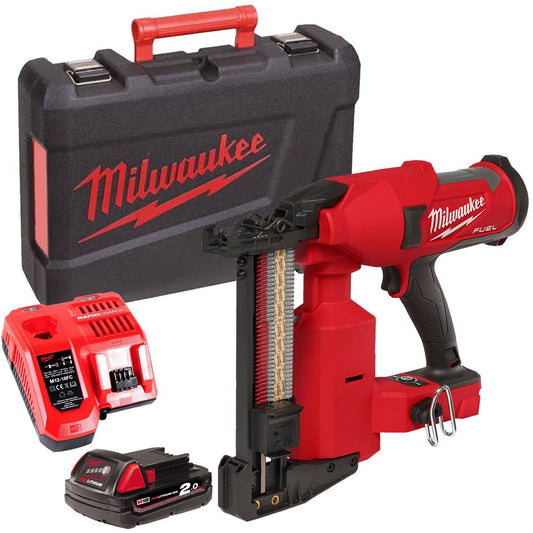 Milwaukee M18FFUS-0C 18V Fuel Brushless Fencing Stapler with 1 x 2.0Ah Battery Charger & Case