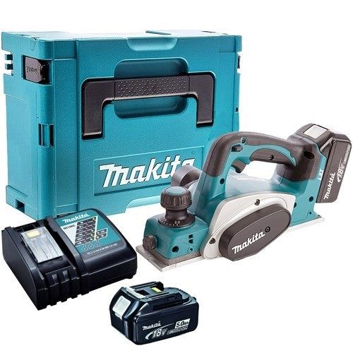 Makita DKP180RTJ 18V LXT 82mm Planer with 2 x 5.0Ah Battery Charger & Type 3 Case