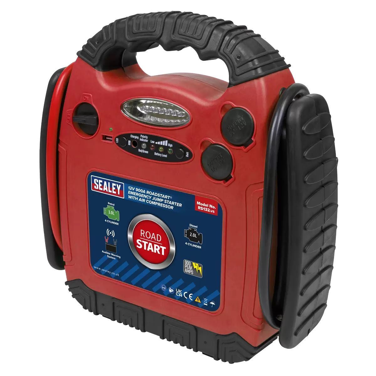Sealey RS132 12V Road Start Emergency Power Pack with Air Compressor