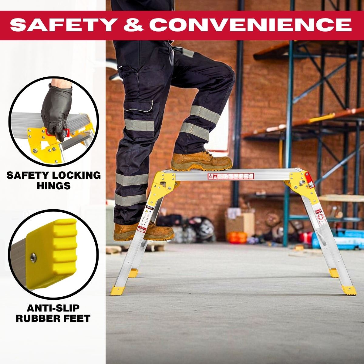 Excel Heavy Duty Aluminium Platform Work Bench Folding Hop Up 300mm x 700mm