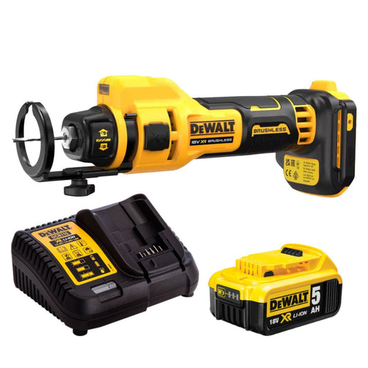 DeWalt DCE555N-XJ 18V XR Brushless Drywall Cut Out Tool with 1 x 5.0Ah Battery & Charger