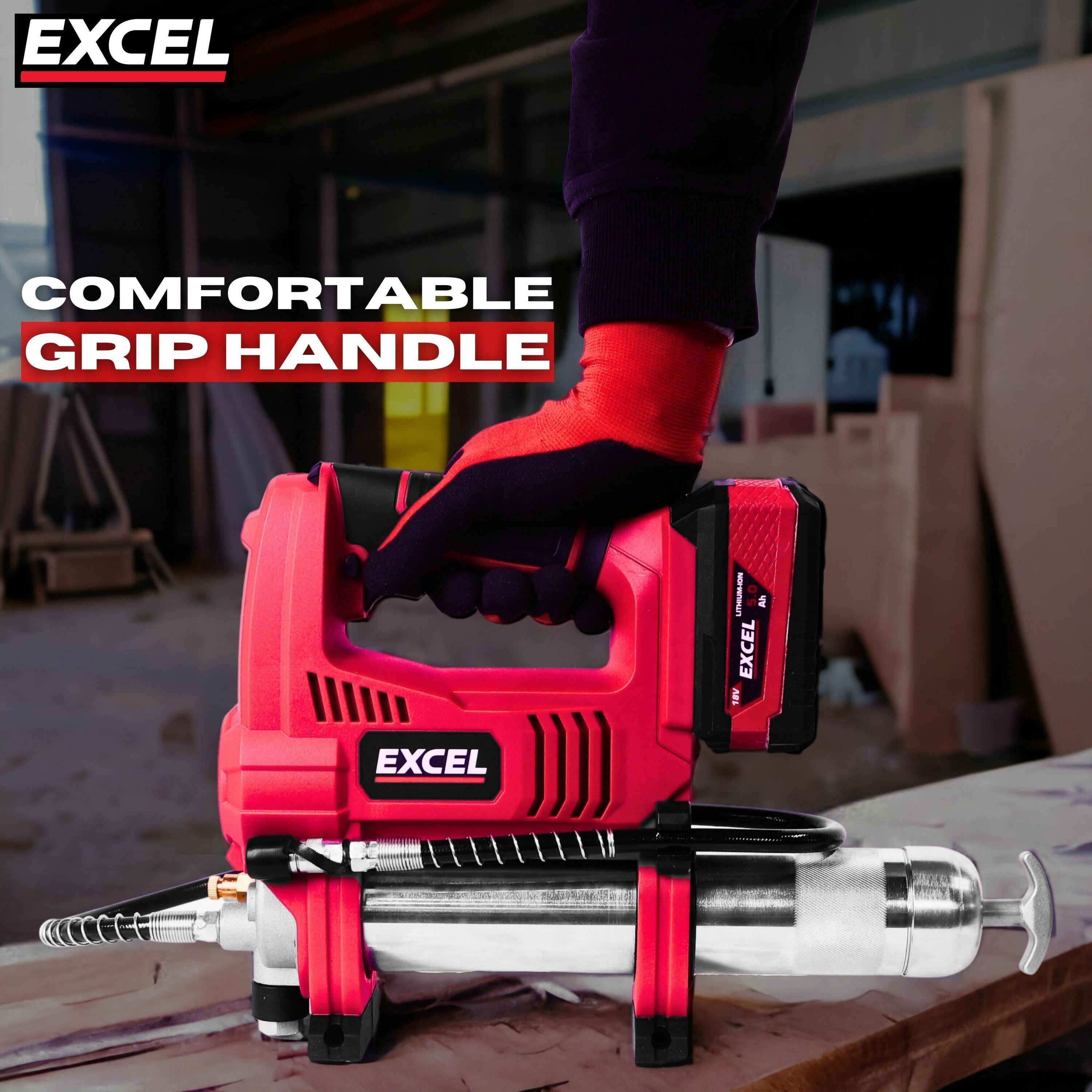 Excel 18V Cordless Grease Gun with Adaptor for Makita Battery